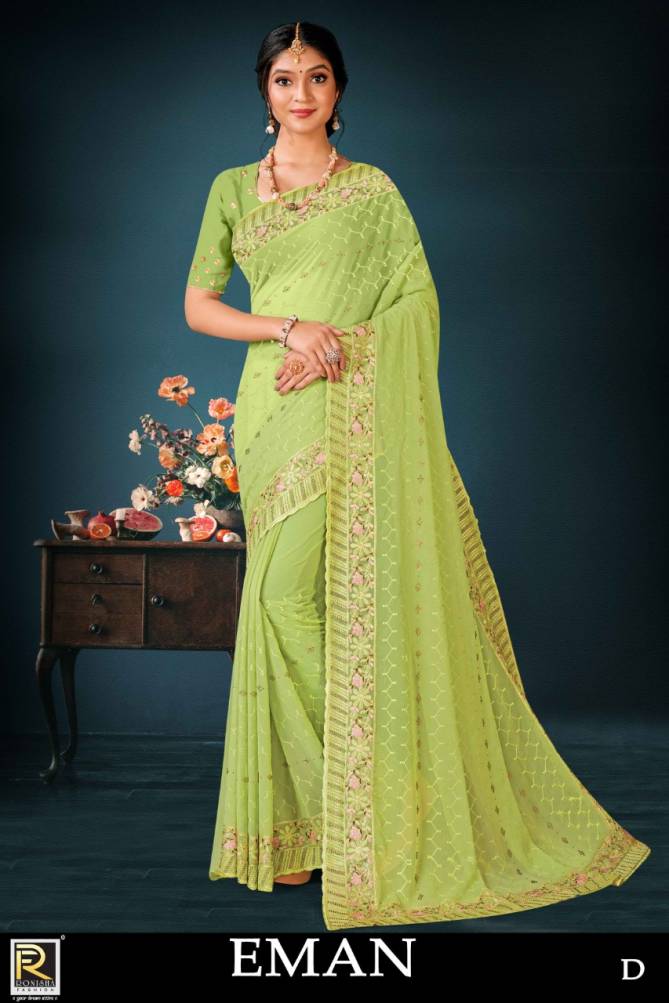Ronisha Eman Festive Wear Wholesale Georgette Saree Catalog
